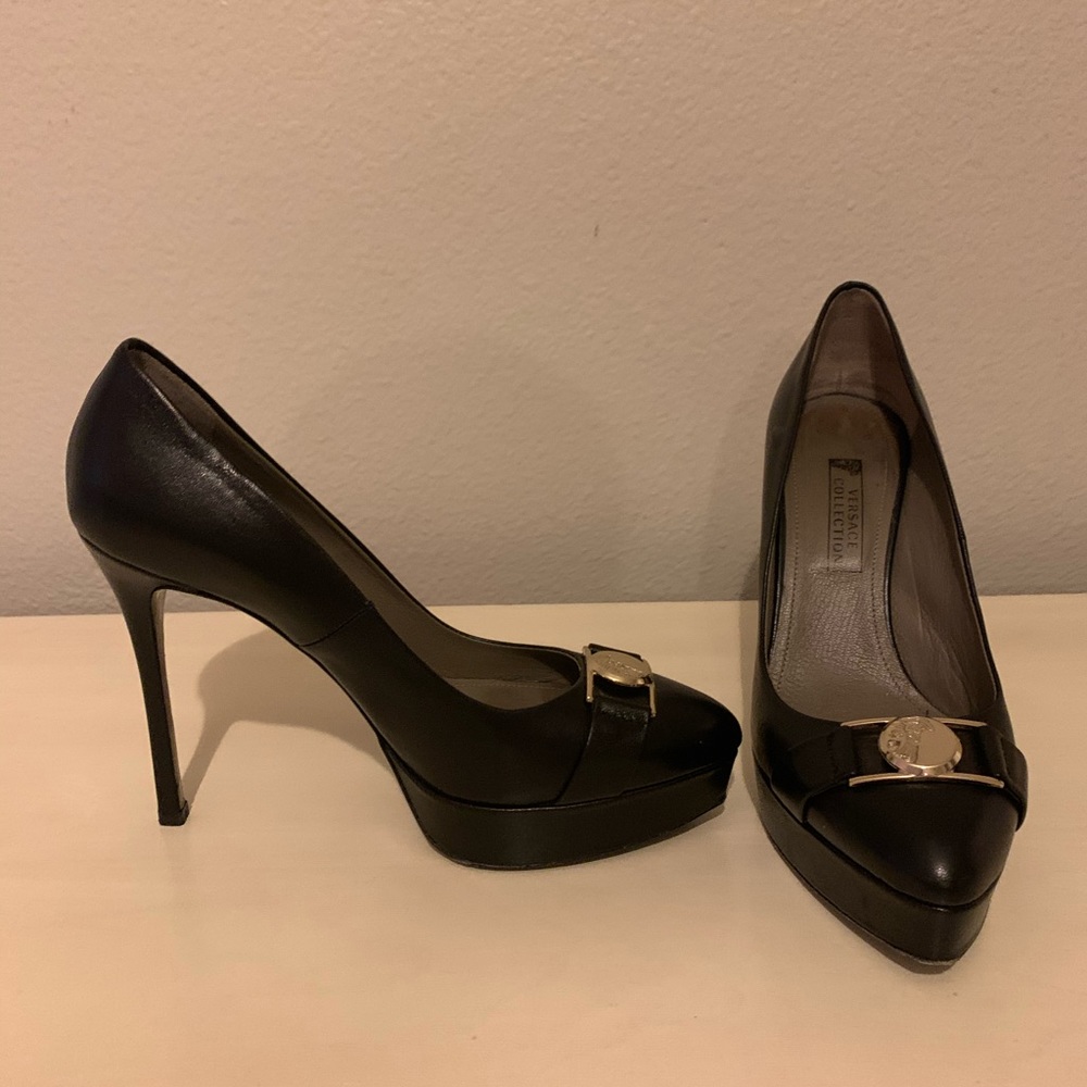 Versace Collection Black leather heels